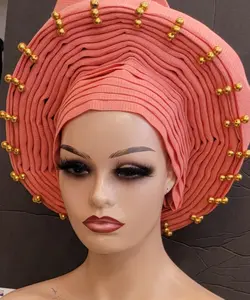 African Women Fashion Wedding Head Turban African Nigerian Head Wraps Plain Auto Gele Turban