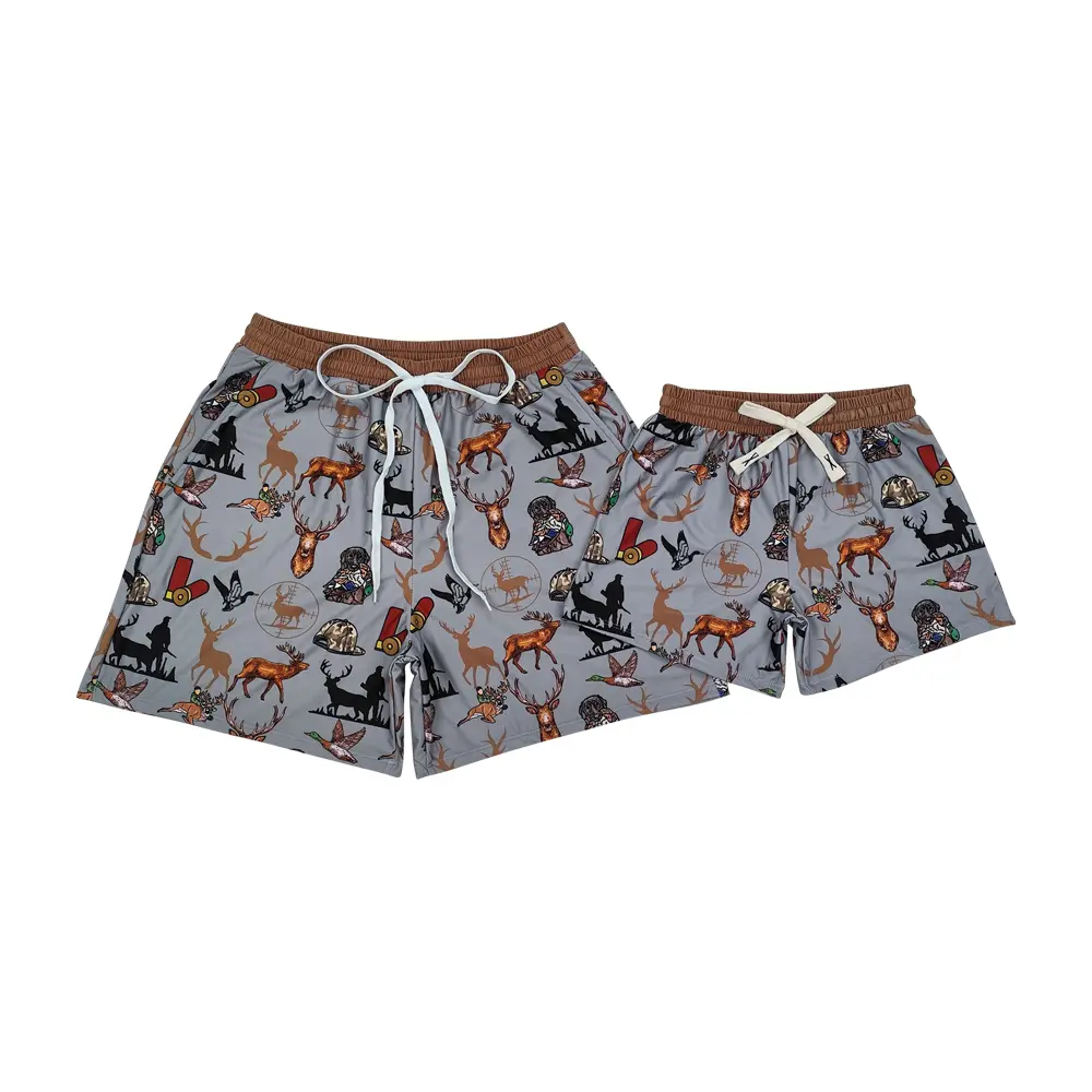 Boys' Fitted Camo Deer-Themed Swimwear Sets - Soft Materials Swimsuits with Shorts, Breathable Kids' Fashion Bottoms, Matching Sets, Beachwear, Sleeveless, Quick-Dry Fabric, Stretch Waistband, Pool/Beach Trips, Hunting Deer, Multi-Size