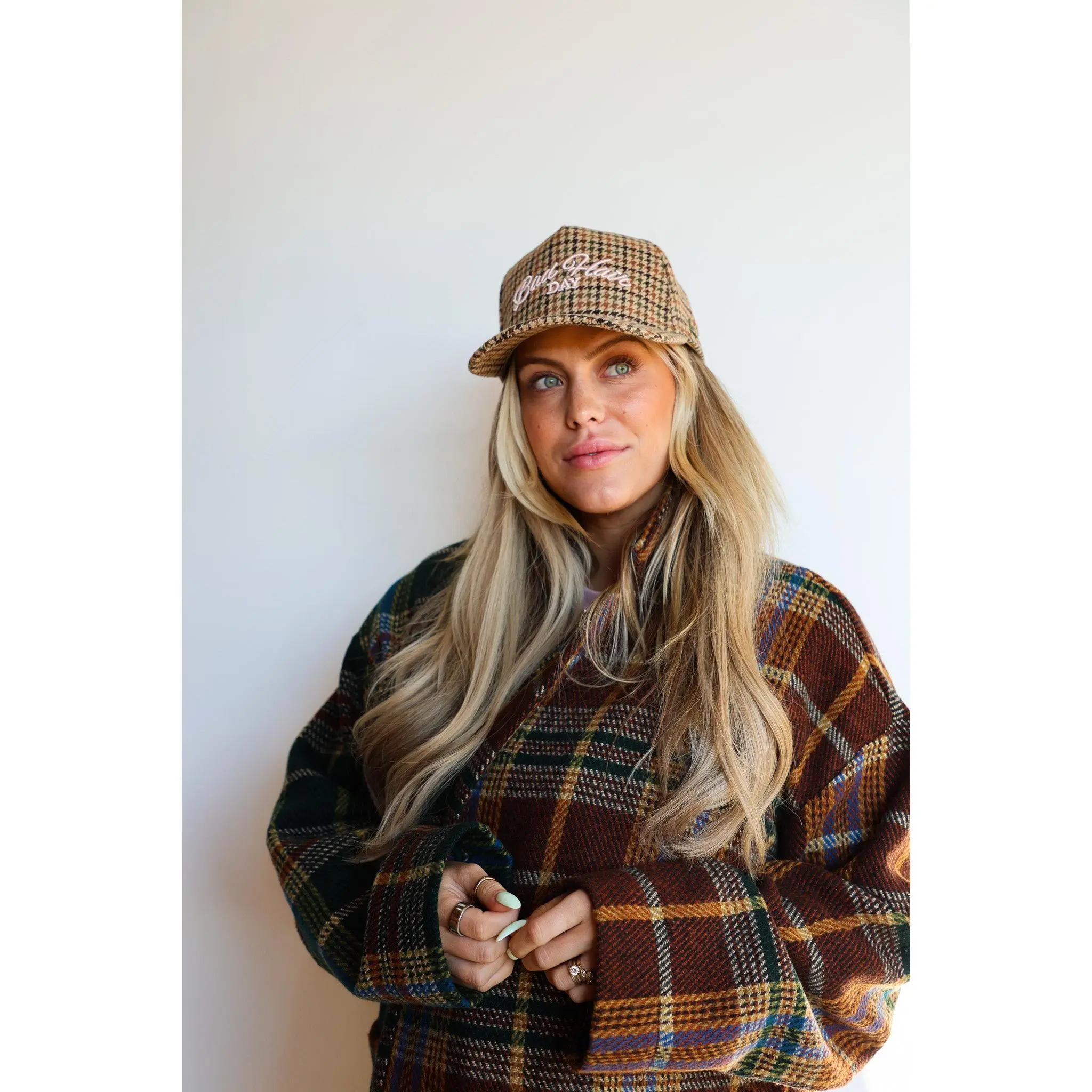 BAD HAIR DAY TWEED HOUNDSTOOTH TRUCKER HAT