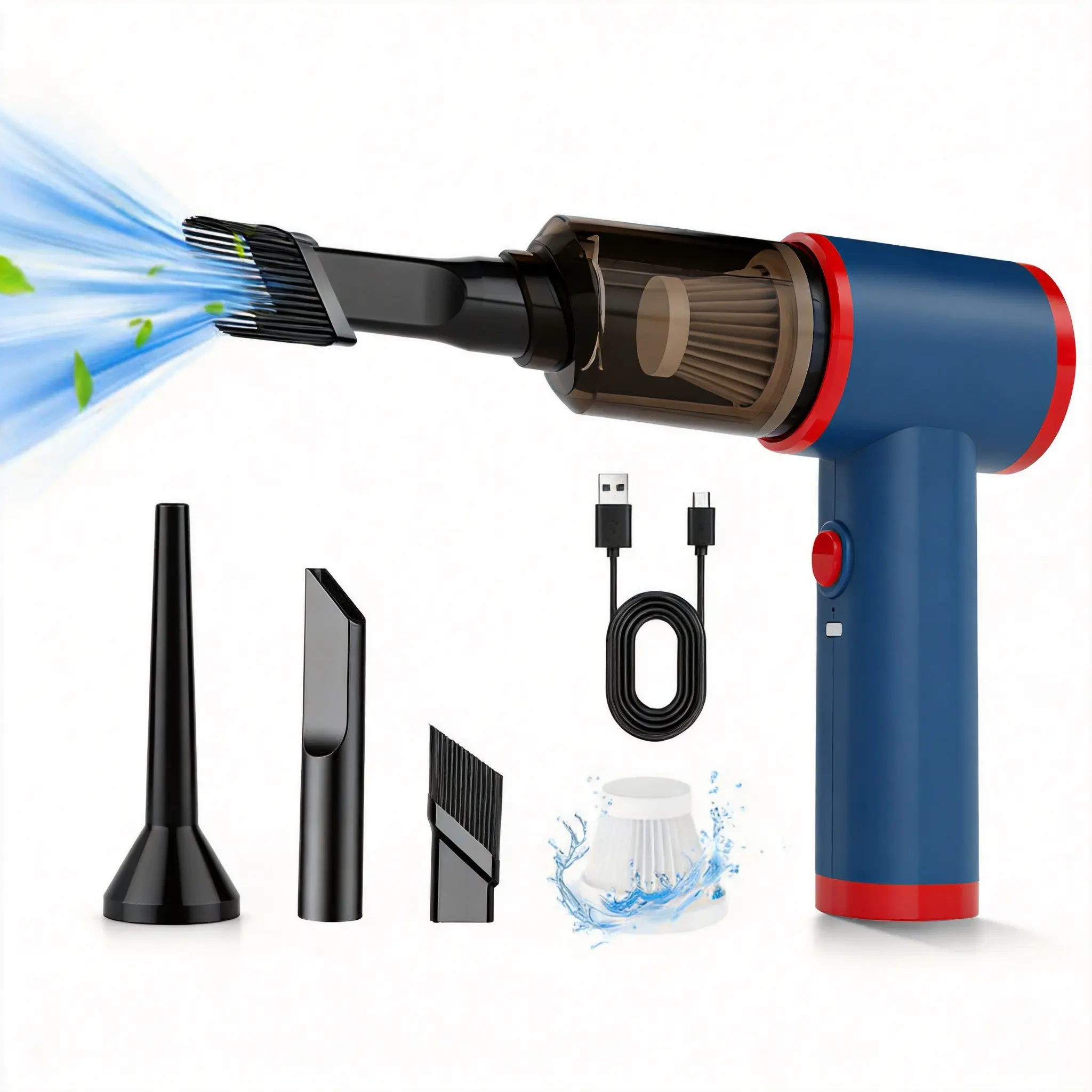 USB Rechargeable Handheld Vacuum Cleaner with Multiple Attachments and Filter for Home and Car Cleaning