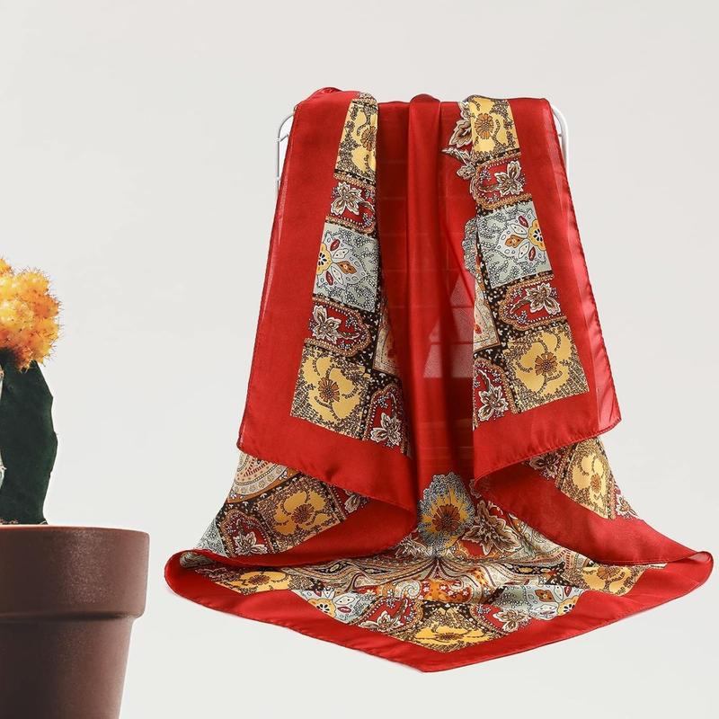 4 Pcs 27 Inch Silk Scarf for Women Hair Satin Scarf Square Silk Bandanas Large Head Scarves for Sleeping