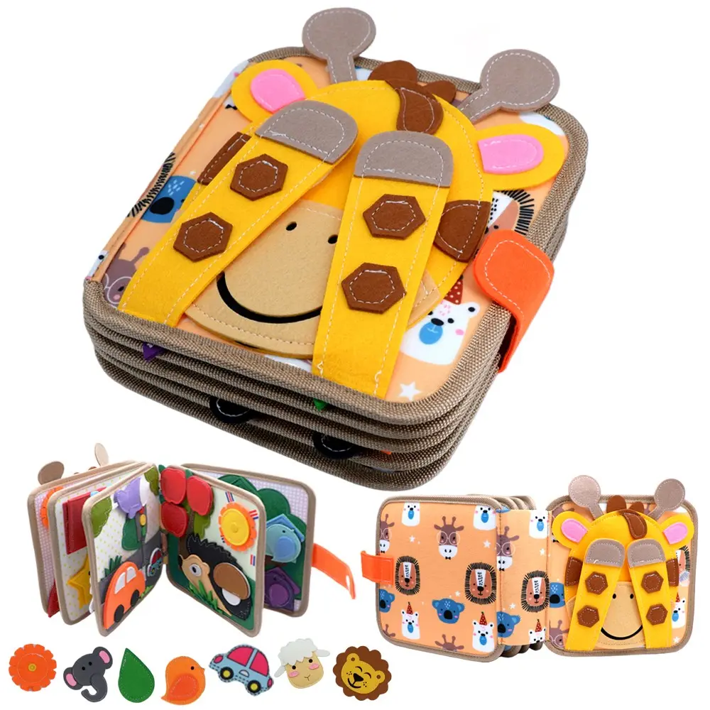 Busy Book for 1-3 Year Old, Montessori Travel Toy, Toddler Busy Board, Early Education Learning Activity Book, Washable Felt Busy Board, Birthday Gift