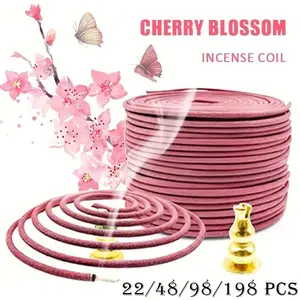 High-Quality Sakura Scented Classic Spiral Incense Coil, 6.3cm Handmade Disk Incense, Natural Fragrance, Portable Packaging, Home and Outdoor Use, Home Fragrances