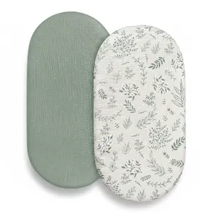 Muslin Baby Fitted Bassinet Sheets 2 Pack, Changing Diaper Pad, Baby Bedside Oval, Rectangle Pads Muslin Baby Fitted Bassinet Sheets 2 Pack, Changing Diaper Pad, Baby Bedside Oval, Rectangle Pads