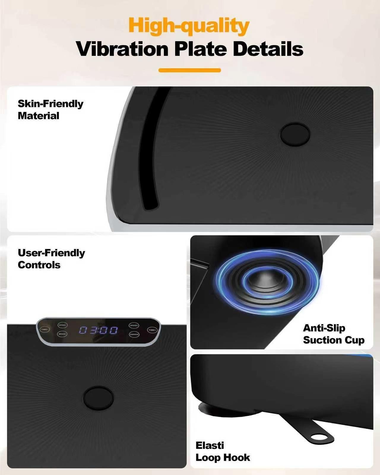 HopHorse Vibratory Plate Machine Curve 400lb ,Exercise Equipment With Bluetooth ,Home Gym Kit Workout Equipment For Full Body ，Workout With LED Display And Remote Control