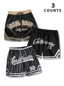 Men's Letter Print Shorts, Casual Comfy Breathable Printed Shorts for Daily Wear, Mens Bottoms for Summer, Graphic Shorts