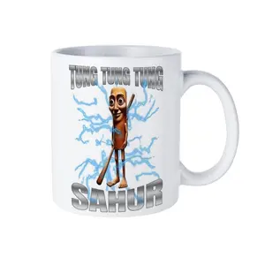 Sahur Meme Coffee Mug, Tung Tung Tung Funny Ramadan Cup, Islamic Humor Gift, 11oz Ceramic Mug for Friends, Late Night Snack Sahur Reminder Cup, 15oz Tea Cup, Kitchen Drinkware