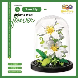 Mini Flower Dome Building Blocks - Creative Micro Brick Toy for Kids and Adults Floral Display Set with Clear Cover Ideal for Decoration or Gift