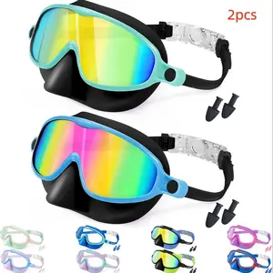 2 Pack Swimming Goggles for Kids Ages 3-15, Anti-Fog and UV Protection, Wide Field of View, Waterproof and Leak-Proof Swim Goggles for Boys and Girls