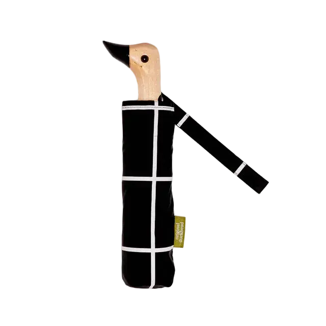 Black Grid Compact Duck Umbrella