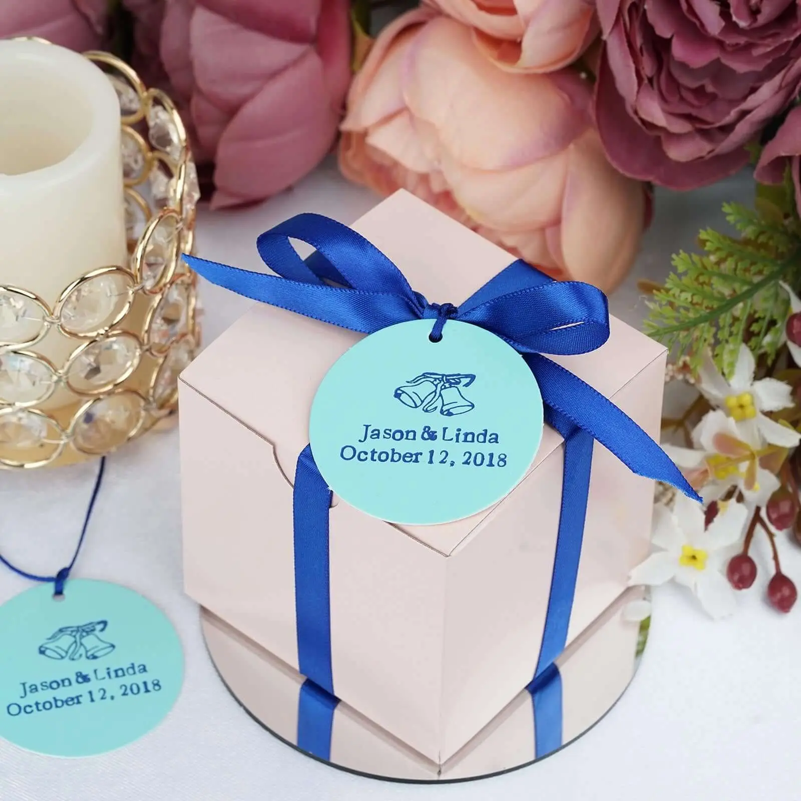 100-Pack Office Stationery Personalized Gift Tags - 2" Circle Classy Shapes 350g Craft Paper Gift Accessories, Custom Labels for Wedding Party, Candy Boxes