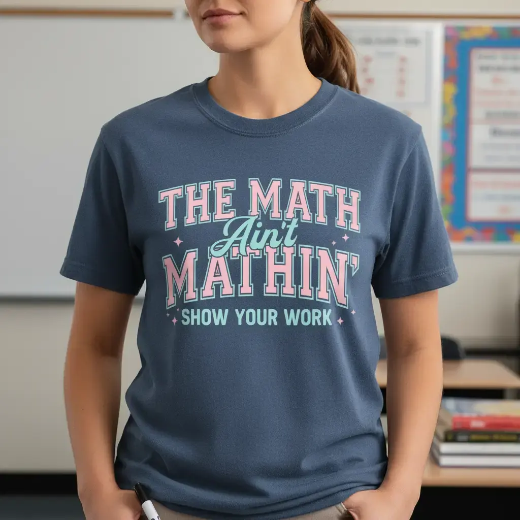 Funny Math Teacher T-Shirt, The Math Ain't Mathin' Show Your Work Shirt, Teacher Humor Tee, Back to School Gift, Math Teacher Graphic Shirt, Unisex Cotton T-Shirt for Teachers