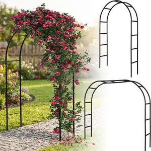 Metal Garden Arch Trellis for Climbing Plants, Rustproof Outdoor Arbor for Roses, Cucumbers, Weddings & Patio Decor，adjustable size