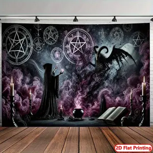 Gothic Tapestry Occult Moon Backdrop Dark Theme Wall Hanging Photography Background Mystic Decor for Living Room Bedroom Indoor Outdoor Party Decoration