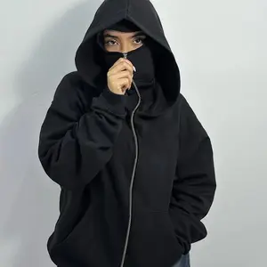 2025 Men’s High-Quality Zip Hoodie with Ninja Mask