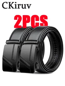 2pcs，Men's Fashion Automatic Buckle Belt, Casual Business Belt, Classic Style, Durable and Versatile, Perfect for Daily Wear & Office