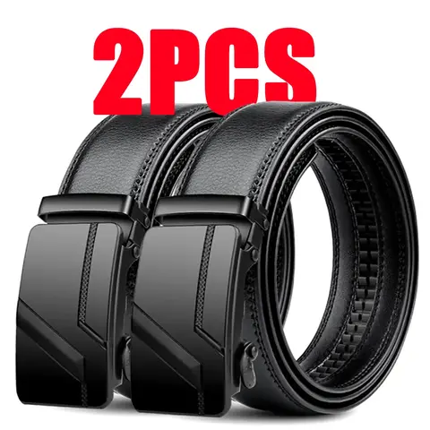2pcs，Men's Fashion Automatic Buckle Belt, Casual Business Belt, Durable Belts, Classic Style, Durable and Versatile, Perfect for Daily Wear & Office, Belt With Buckle