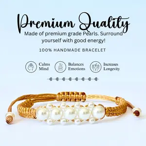 TikTrendLuxe Women's Adjustable Pearl Strand Bracelet - Luxurious 100% Handmade with Premium Grade Pearls, Designed for Classic Jewelry Statement day gift fashion personality