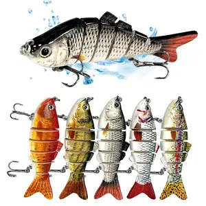 5 Pieces/set Fishing Lures Set Multi Segments Jointed Hard Bait 3.9in/0.56oz,Bionic Hard Torpedo Fishing Bait Suitable for Fresh Water and Saltwater,Sinking Lifelike Swimbait Fishhooks Outdoor Fishing Equipment for