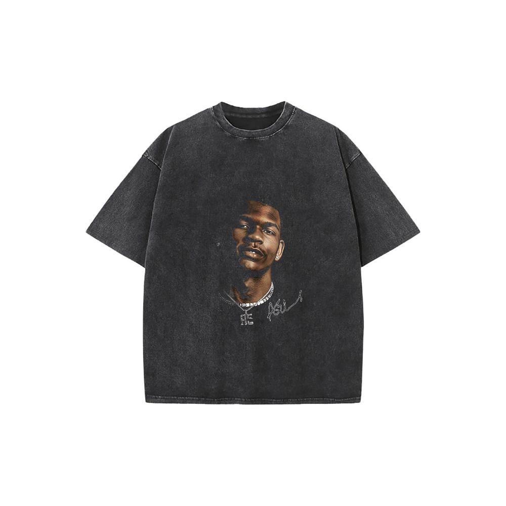 Anthony Edwards oversized bold print T-shirt, retro basketball street style for men and women, 100% cotton crew neck short sleeve, trendy streetwear top optimized for platform search