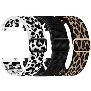 Fashionable Leopard-print Nylon Watch Band (Band Only), 3pcs/set Adjustable Watch Band for Samsung Galaxy Watch 7 6 5 4 40mm 44mm/Watch 6 4, Band 42mm 46mm 43mm 47mm/Watch 5 Pro Band 45mm/Active 2, Smart Watch Strap