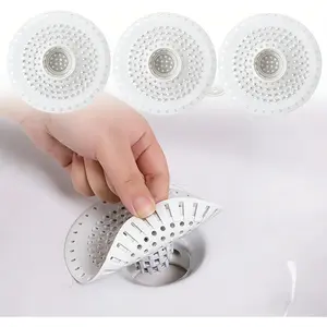 Silicone Bathtub Drain Hair Catcher – 3PCS Shower Drain Protector for 1.48" to 1.76" Regular Drains – Easy-to-Clean and Reusable Grey