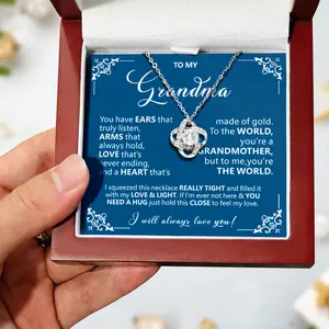 [To Grandma Necklace|Grandma Gift Version]Grandma Necklace Gift with Message Card, Meaningful Jewelry Gift for Grandma from Grandchild, Birthday or Christmas Gift, Love Necklace for Grandma in Luxury Light Up Box