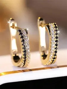 1 Pair Glamorous Cubic Zirconia Hoop Earrings For Women For Wedding Engagement Anniversary Party Jewelry Valentine's Day Gift