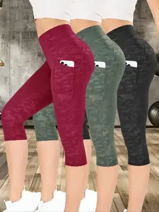 Women's Camo Print Gym Shorts, Breathable Comfortable Skinny Shorts, Athletic Shorts, High Stretch Yoga Leggings, Ladies Sportswear for Indoor Outdoor Wear, Yoga Gym Activewear