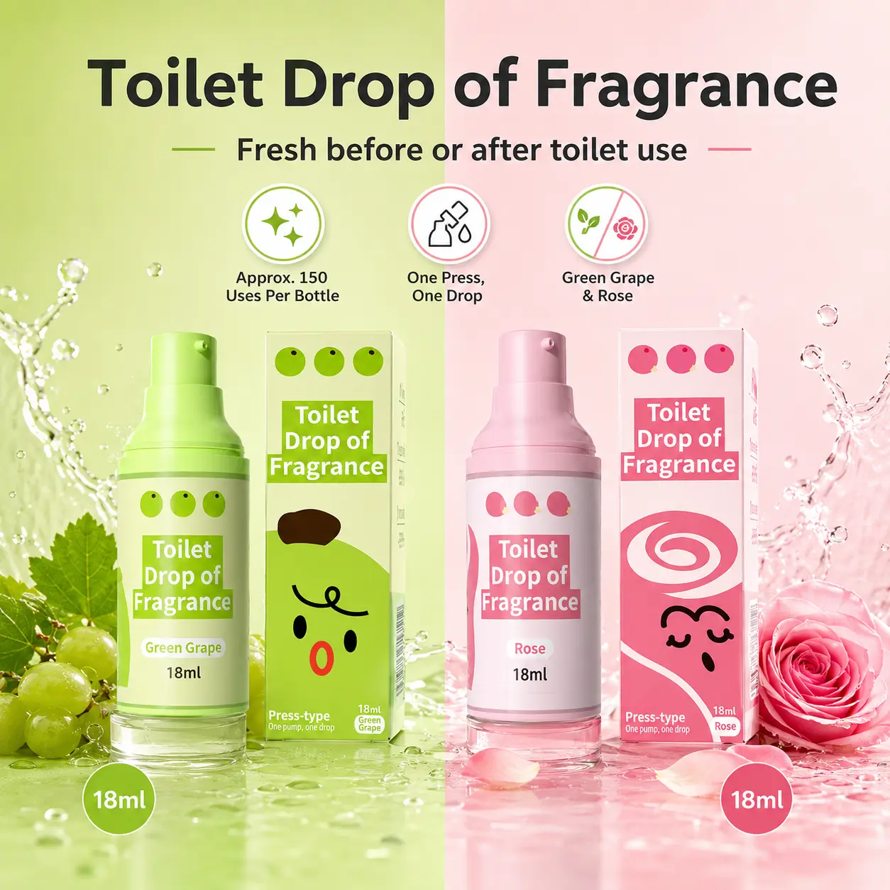 3-Pack Set Each 18ml bottle of Yidixiang fragrance Available in Grape & Rose dual scents Long-lasting fragrance Ideal for closets, cars, and bathrooms Portable fragrance lock