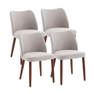 【GARVEE】2-Pack Linen Dining Chairs, Taupe Upholstered Chairs with Wing Back, Wood Legs, Thick Cushions & Leveling Feet for Dining Room Living Room