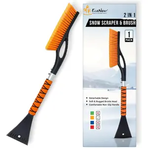 EcoNour 27" Aluminum Snow Brush with Ice Scrapers for Car Windshield and Window| Car Snow Scraper and Brush with Ergonomic Foam Grip Winter Accessorie