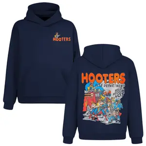 Hooters Fire Department Mild Hot Hoodie, 2 Sides, Vintage Hooters Firefighter Graphic Shirt