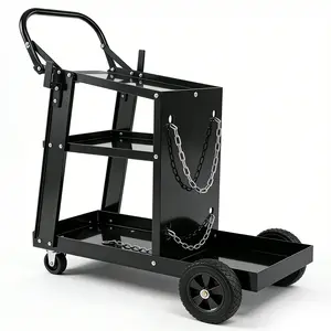 Heavy‑Duty Welding Cart – 400 lbs Static Capacity, Adjustable Top Shelf, 360° Swivel Casters, Cylinder Rack with Safety Chains