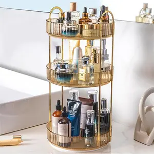 Rotating Makeup Organizer 3 Tier Lazy Susan Trays Skincare Perfume Organizer for Bathroom Counter Vanity