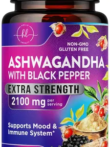Ashwagandha 2,100 mg - Ashwagandha Supplements for Women in Veggie Capsules with Powder & Root Extract, Black Pepper for High Absorption, Plant Based, Non-GMO, Bottled in the USA - Veggie Capsules Healthcare Fitness