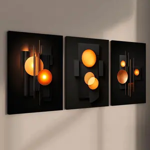 Abstract Art Wooden Framed Canvas Painting, 3 Counts/set Abstract Design Modern Art Poster, Wall Art Decor for Home Living Room Bedroom Office, Geometric Wall Art