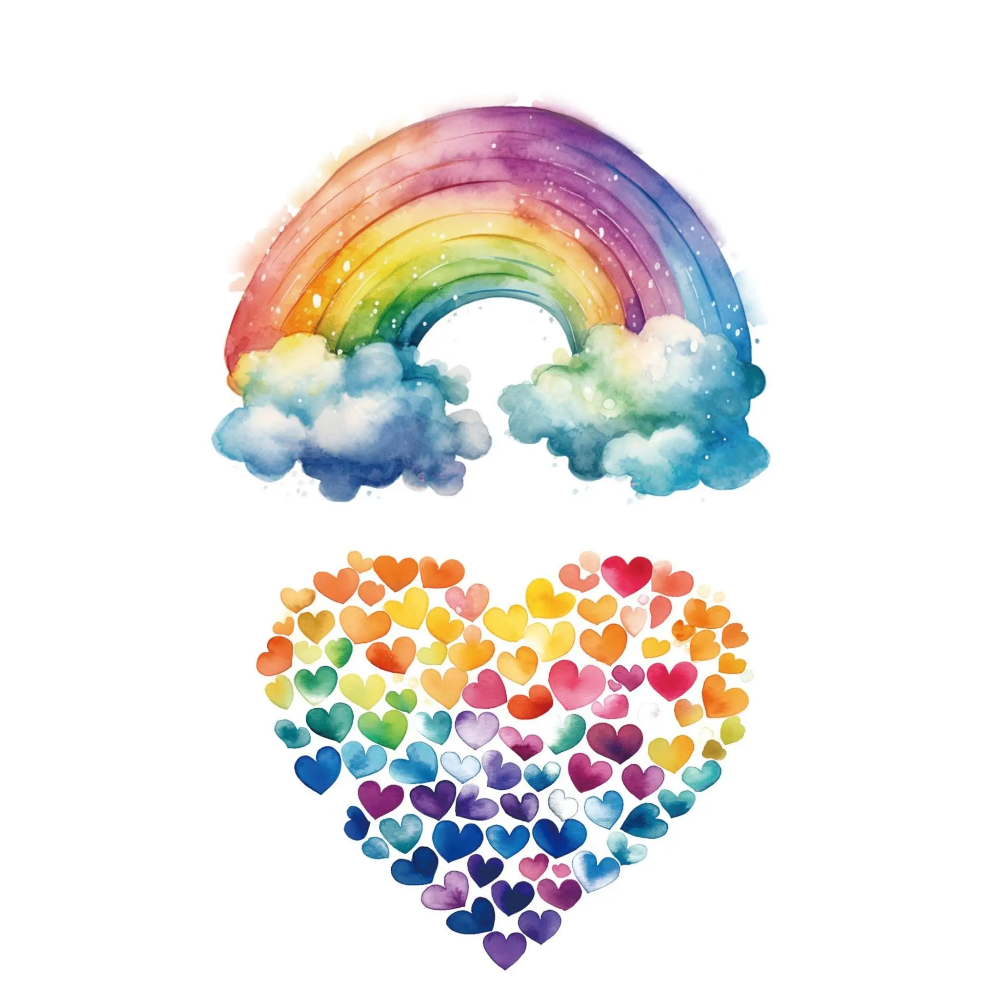 Rainbows and Hearts Full Arm Temporary Tattoo Sleeve for Kids - Rainbow Crush Fake Tattoo