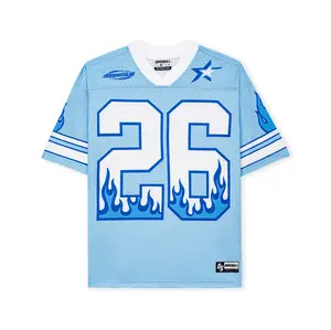 DopeSkill Oversized Jersey Streetwear Graphic Tee Cool V-Neck University Blue T-Shirt Fire 26 Graphic