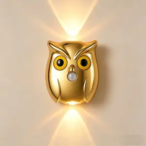 Battery Operated Wall Sconce, Owl Cute LED Night Light, Motion Sensor Wall Lamp 1200mAh Rechargeable Wall Light Magnetic Stair Lights Indoor Wireless Wall Sconces for Bedroom Hallway Stairs Home Decor