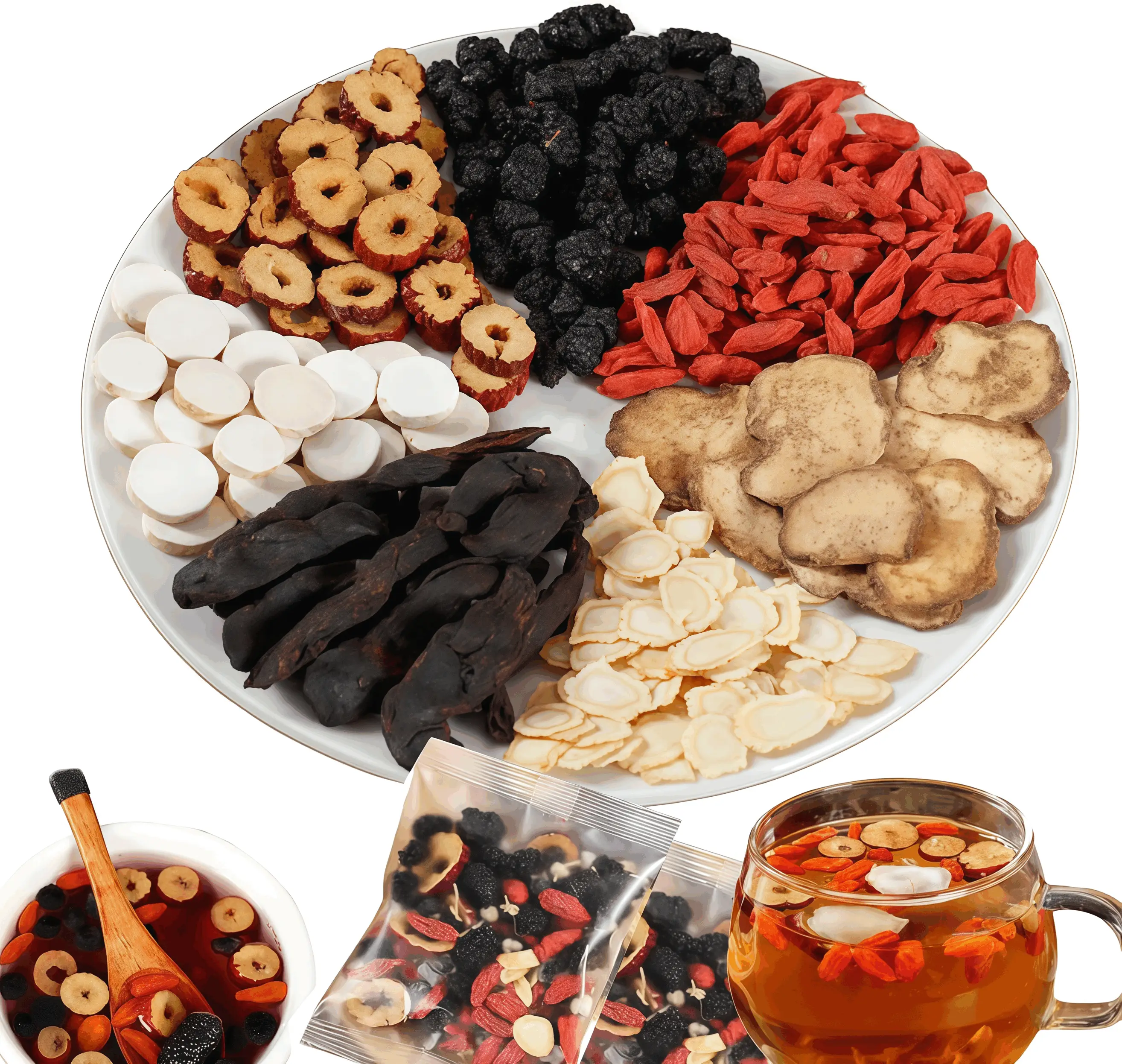 Ginseng Five Treasures Tea - Kidney Tea Wubao Tea, KidneyCleanse Tea Ginseng Six Treasures Tea, Ginseng Red DateNatural Chinese Herbal Tea Bags for Me