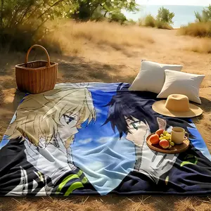 1 piece Takemichi Hanagaki and Manjiro Sano share a heartfelt gaze. themed flannel blanket - Flannel blanket with modern design, suitable for sofas and beds, all-season use, super soft and comfortable, digitally printed pattern, 100% polyester