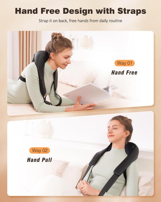 KNQZE KNB1 Cordless Neck and Shoulder Massager with Graphene Heating & 4D Shiatsu Kneading for Back Shoulder Leg Pain Relief Portable Massage Machine Gift for Dad Mom Friend