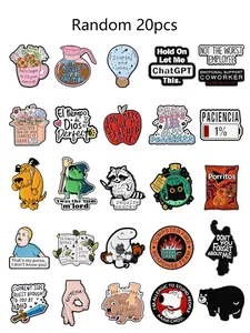20pcs Random Lapel Pins Set with Animals, Cartoons, Letters, Durable Zinc Alloy Decorative Badges, Fashion Accessories for Backpacks & Bags, Unique Gift for Friends
