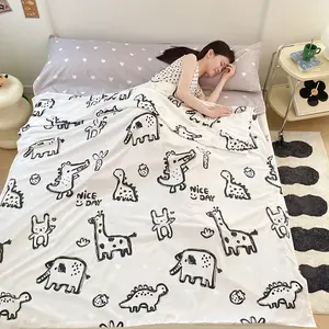 Washable Envelope Hotel Sleep Bag Liner, Floral Graffiti Print, Lightweight Travel Bedding, Compact Design, Durable Fabric, Single & Twin Use