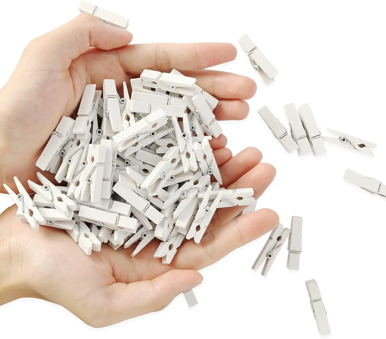 100Pcs Mini Clothespins for Photo -  1.4 Inch Small Natural Wooden Clothes Pins for Crafts with 328ft Jute Twine Mini Photo Clips for Photos Display Cocktail Decoration (White) - Home Improvement.