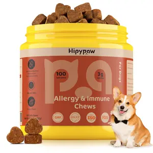Hipypaw Allergy & Immune Bites for Seasonal Allergies, Soft Chews Treats for Dogs'Gut & Immune Health