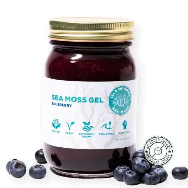 Isle of Spice Sea Moss Gel – Blueberry Infused (16 oz, Sustainably Grown)