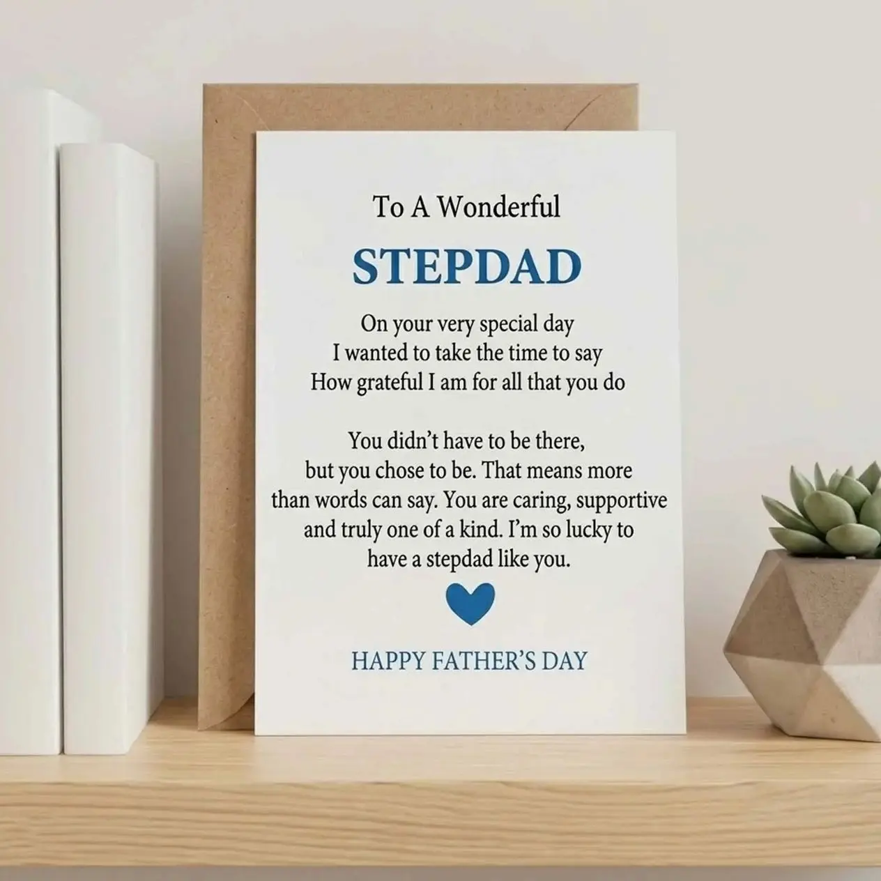 Funny Bonus Dad Fathers Day Card - Happy Father’s Day Card for Stepdad from Stepdaughter Stepson - Heartfelt Love Card for Step Dad