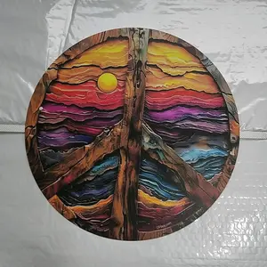 8x8 Inch Vintage Peace Sign Plaque Wall Art Modern Floral Paintings 2D Printed Colorful Floral Design with Random Hole Pattern Retro Room Home Cafe Bar Garage Garden Indoor Outdoor Decor Birthday Christmas Graduation Gift